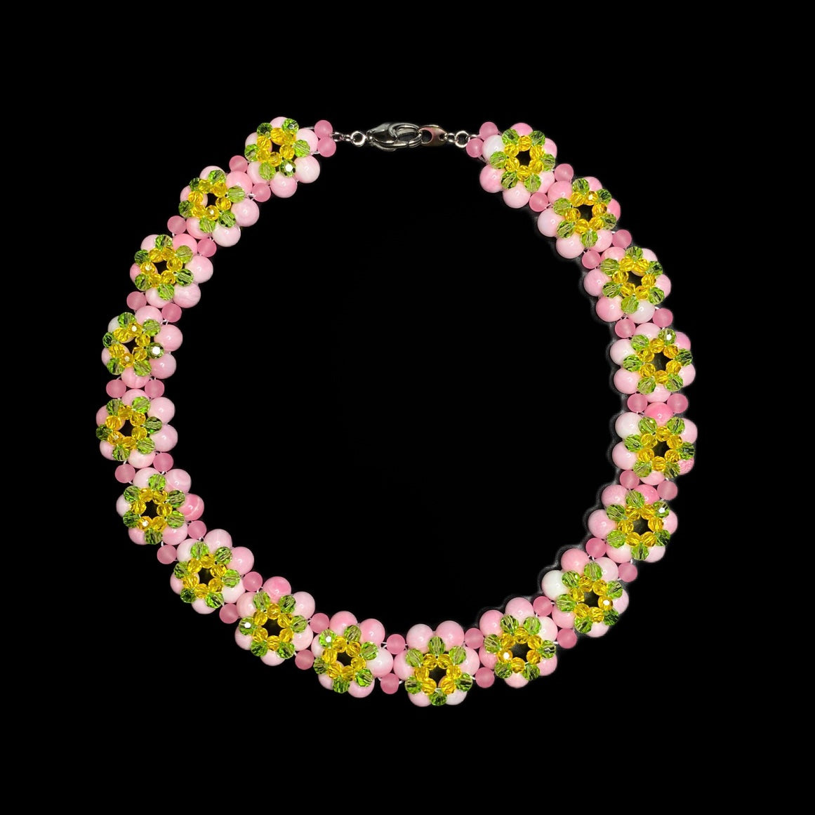 The Luminous Sakura Beaded Necklace Ring Earring