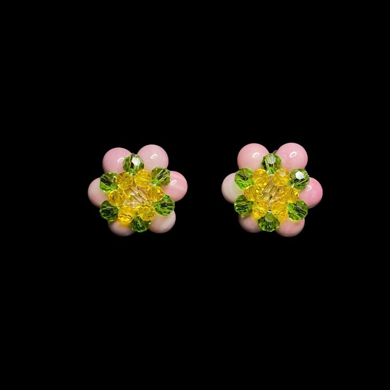 The Luminous Sakura Beaded Necklace Ring Earring