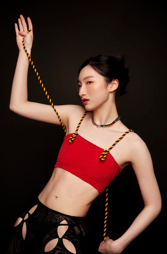 Crystal Bead Rainbow Beaded Chain Necklace Black