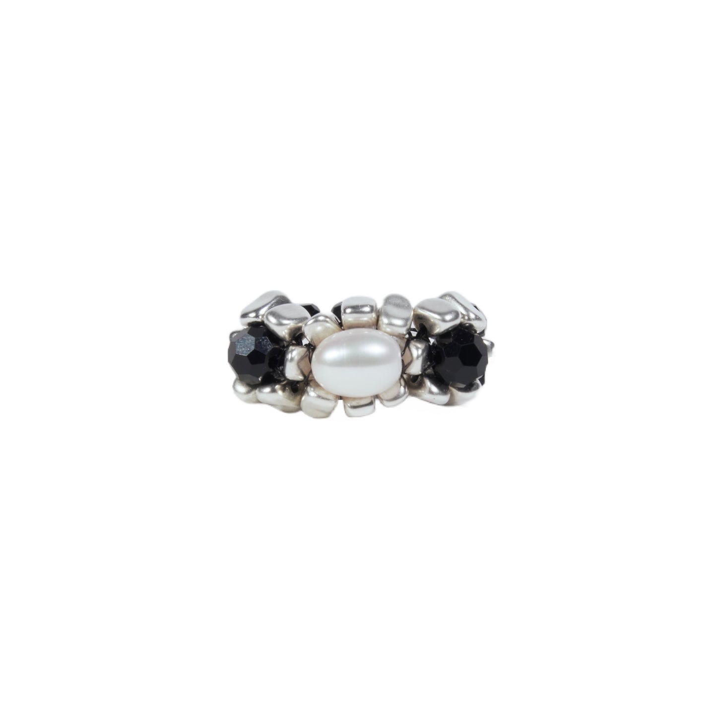 Moonlit Pearl Beaded Ring