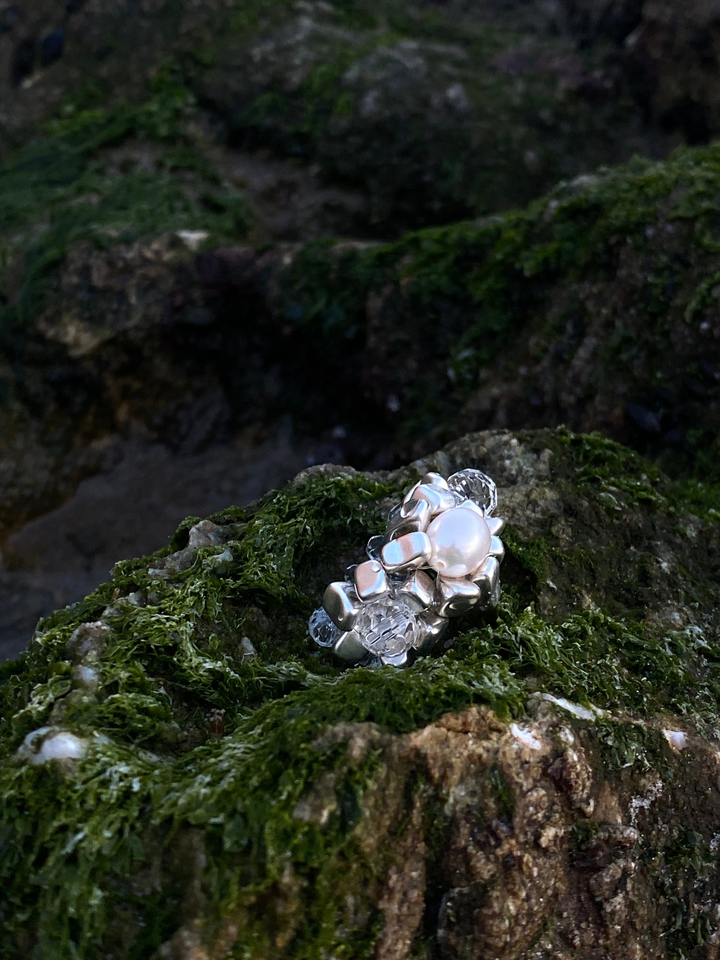 Moonlit Pearl Beaded Ring