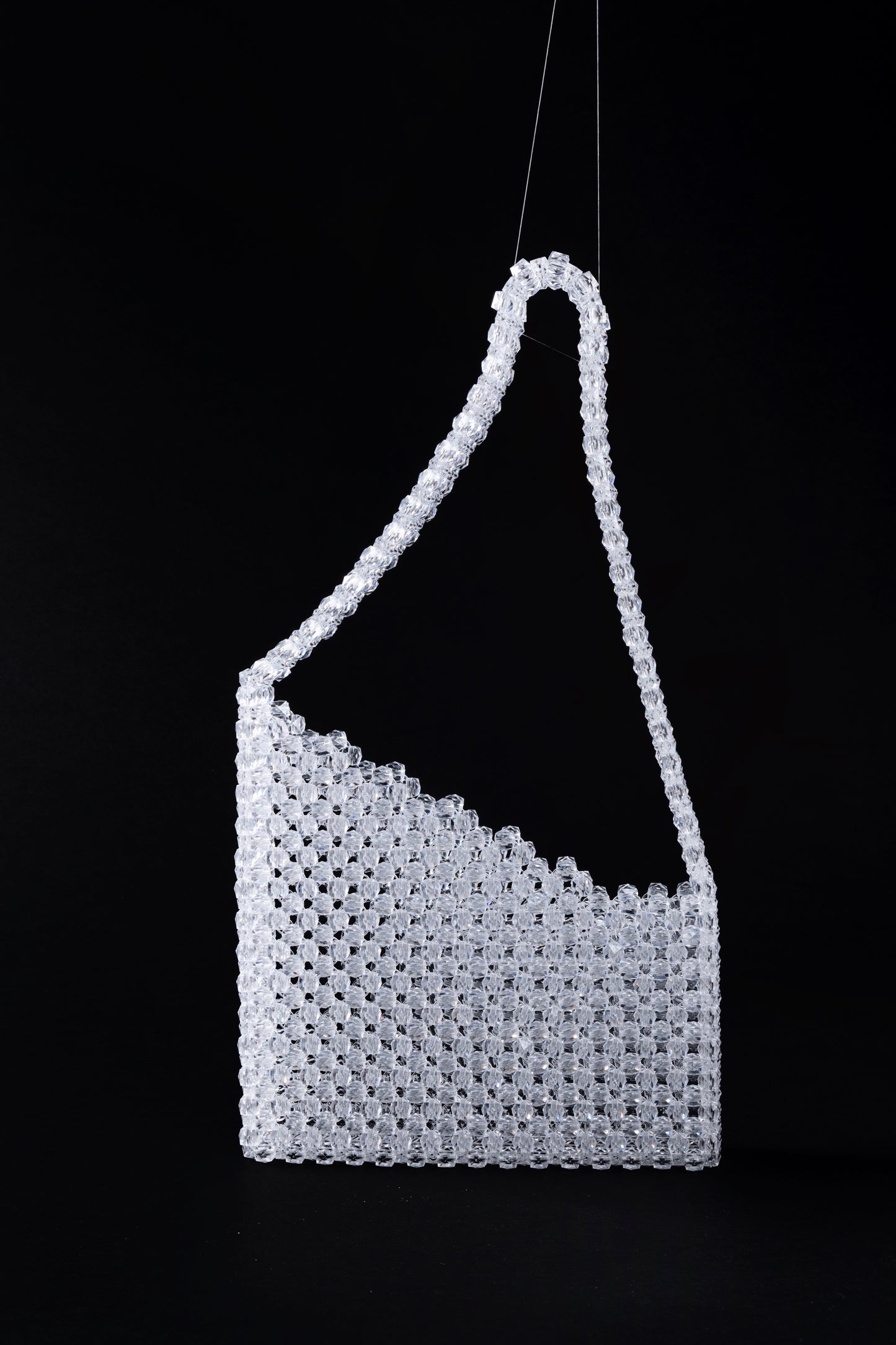 The Half Moon Beaded Handbag Clear