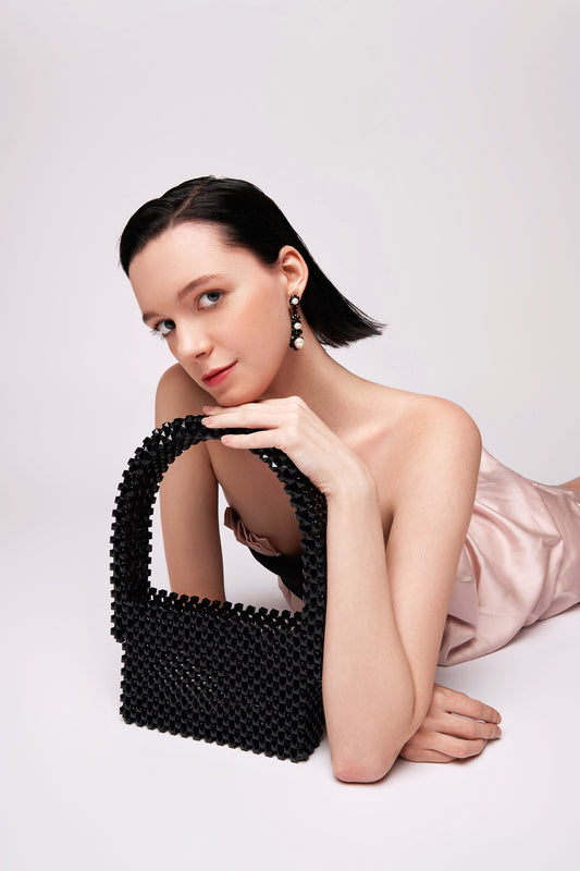 The Basket Beaded Bag Black