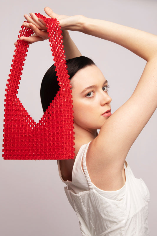 The Cut Out Beaded Handbag Red