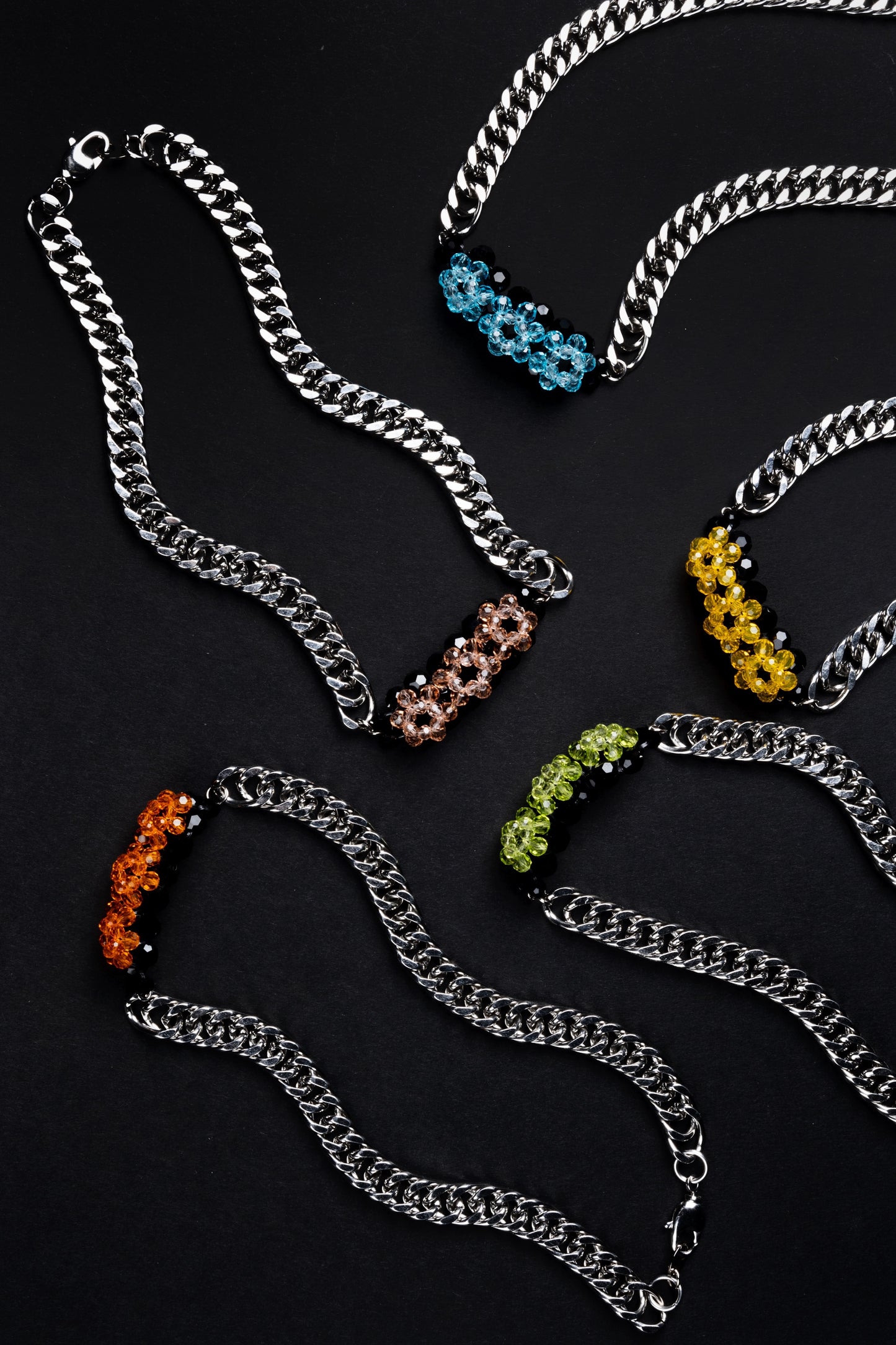 Crystal Beaded Candy Chain Necklace Dark Edition