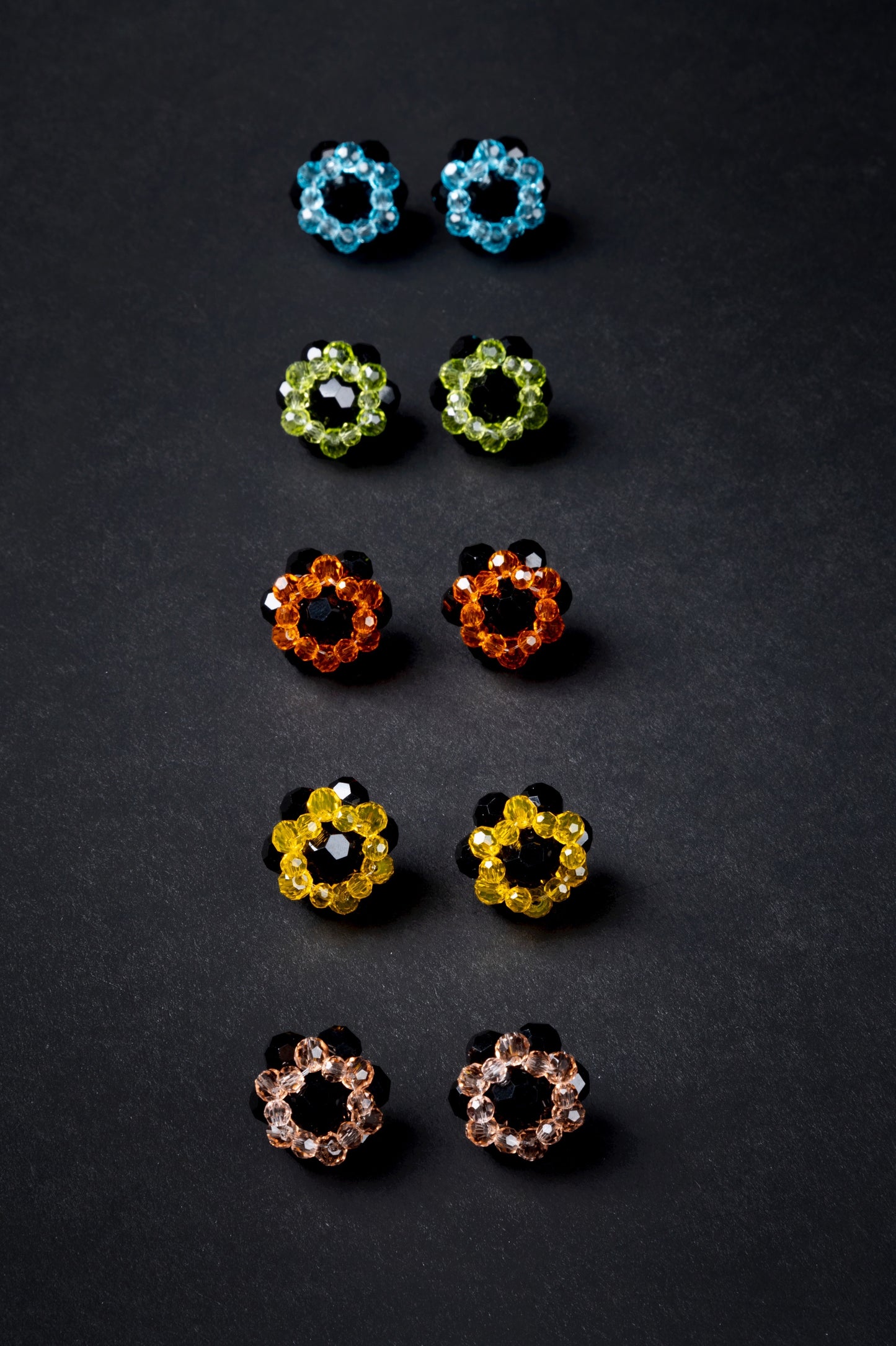 Crystal Candy Beaded Stud Earrings Dark Edition