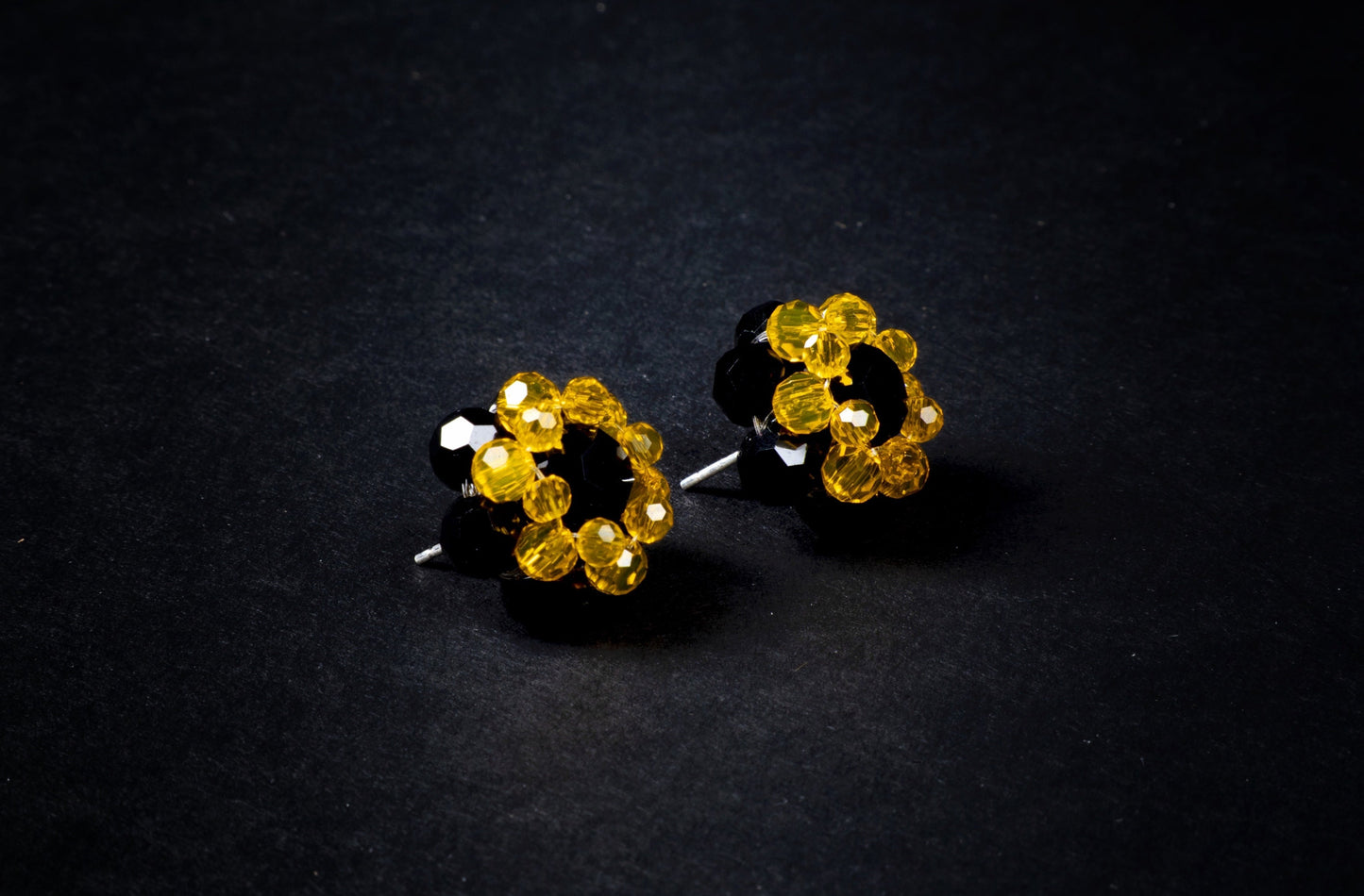 Crystal Candy Beaded Stud Earrings Dark Edition