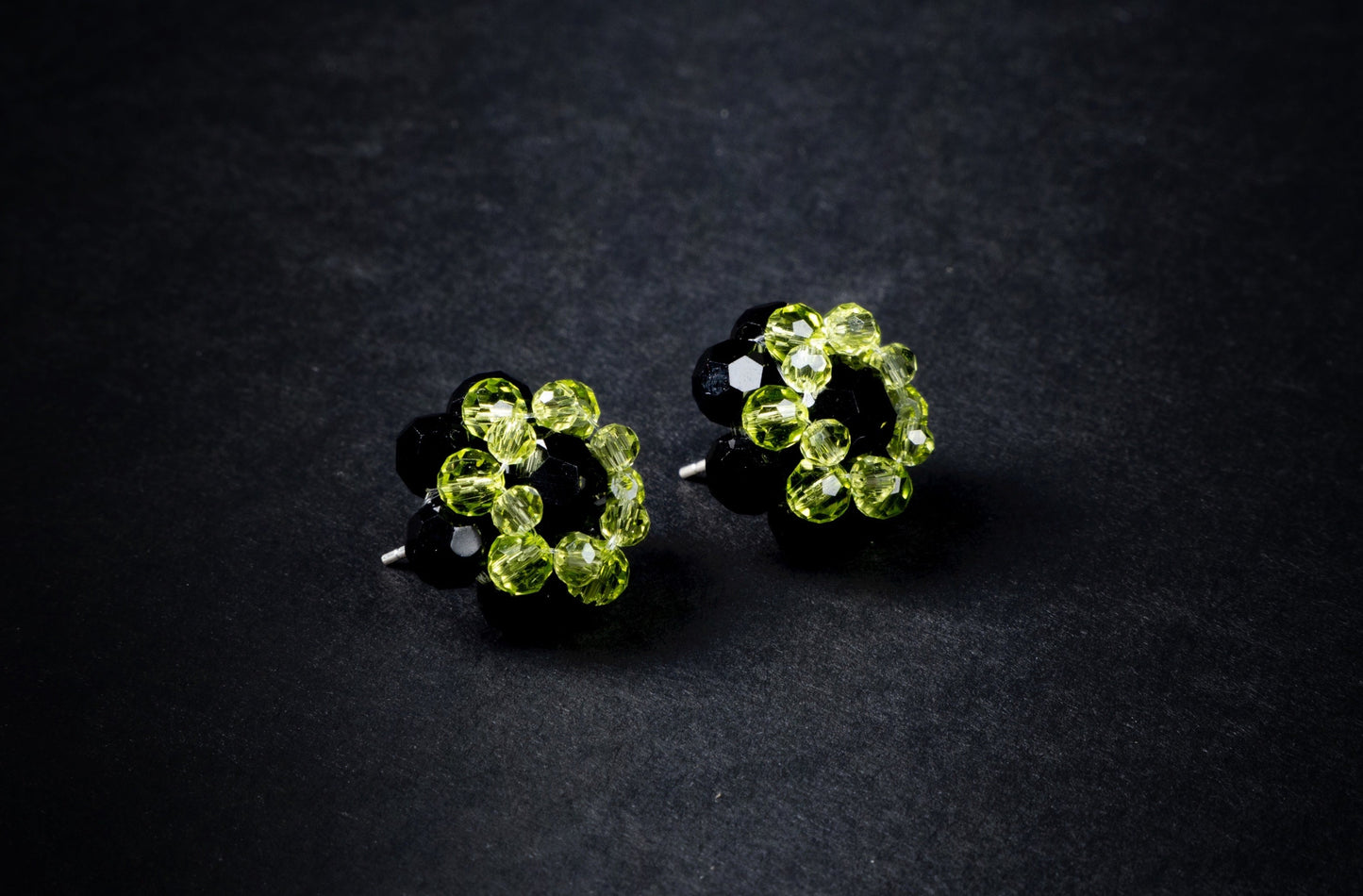 Crystal Candy Beaded Stud Earrings Dark Edition