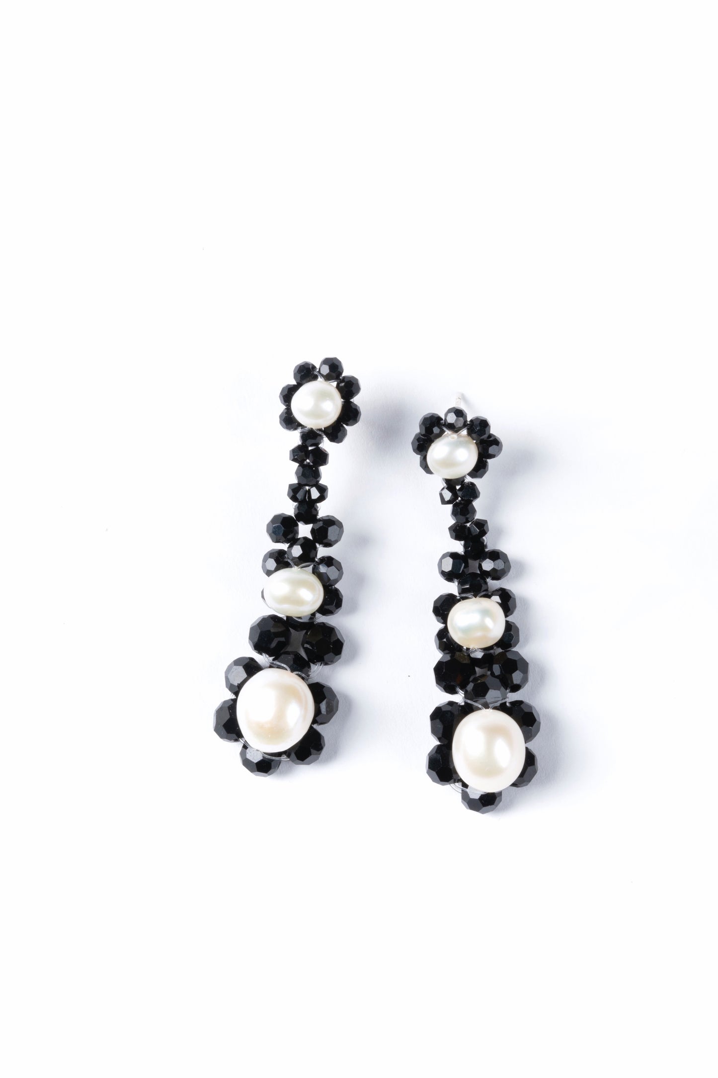 Crystal Beaded Baroque Pearl Necklace and Earrings Black