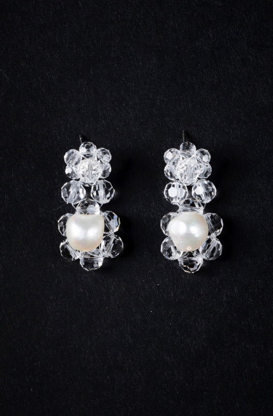 Crystal Beaded Baroque Pearl Earrings