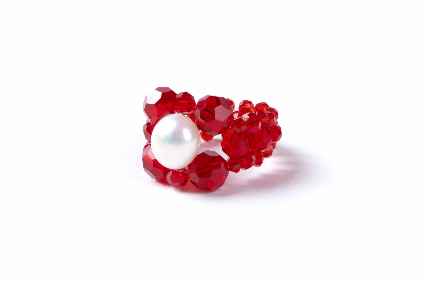 Crystal Beaded Baroque Pearl Square Ring