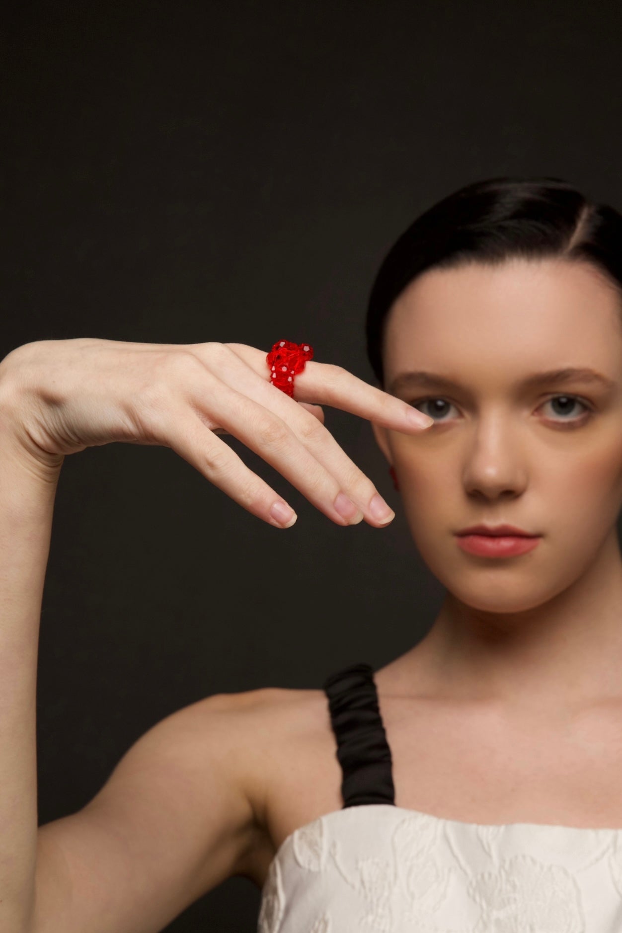 Crystal Beaded Square Ring